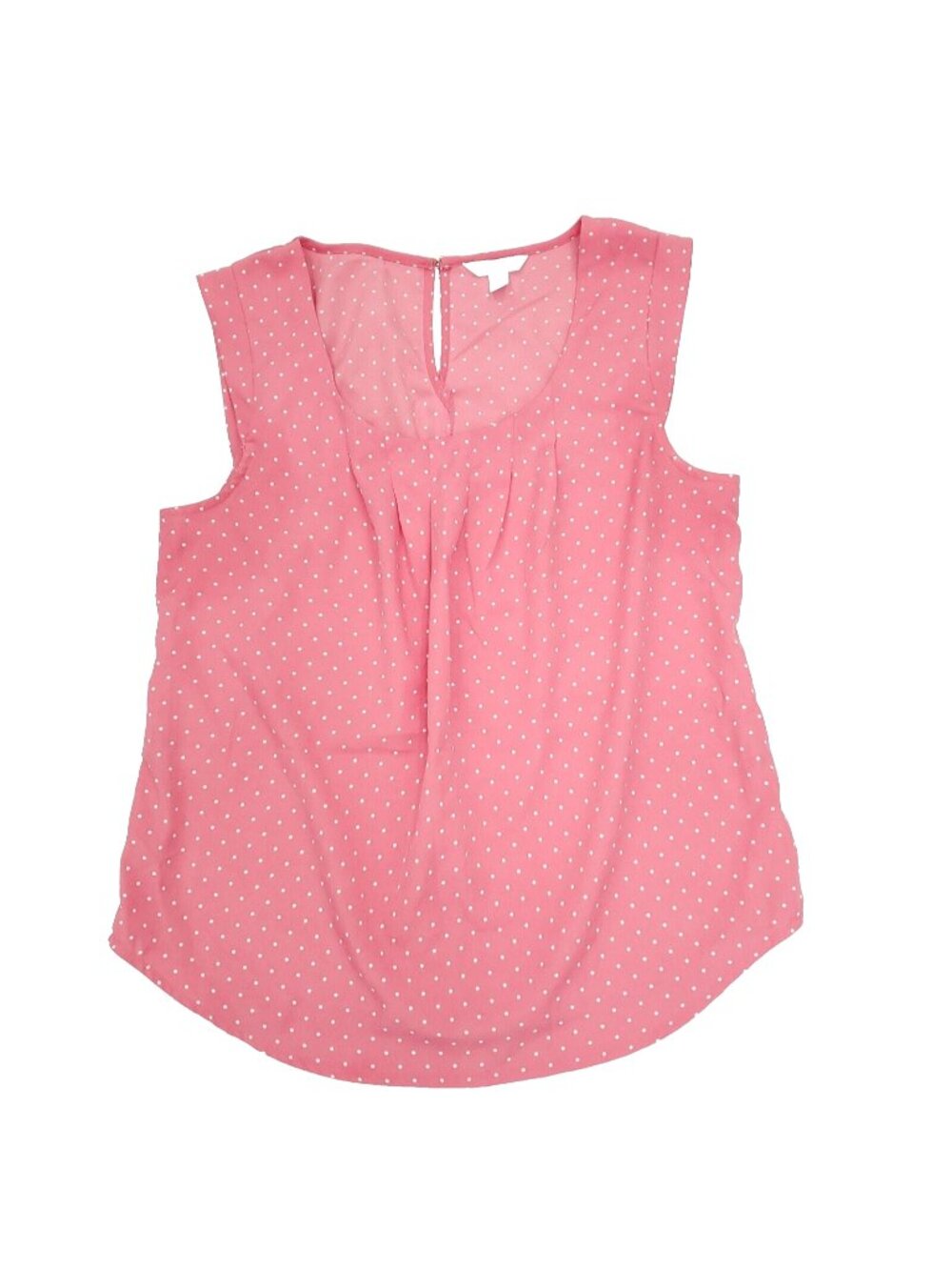Candies Blouse Top Womens Medium Pink White Polka Dot Light Sheer Sleeveless